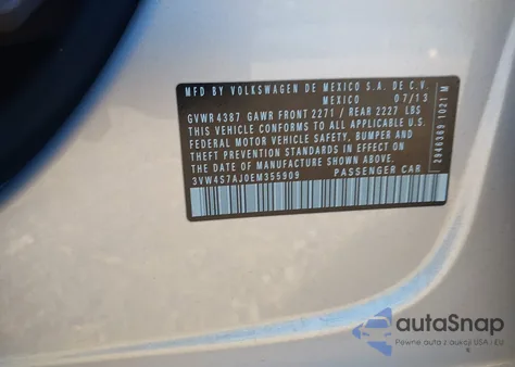 2014 Volkswagen Jetta Gli Autobahn W/Nav из США, поврежденный, VIN 3VW4S7AJ0EM355909